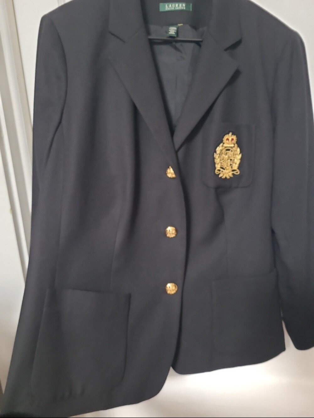 Ralph Lauren Black Wool Blazer with Gold Crest Detail 20W - Picture 4 of 7
